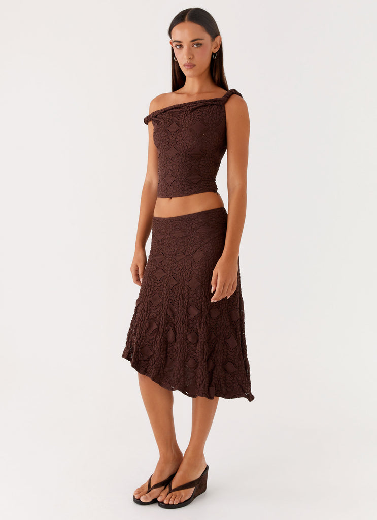 Diamond Sky Midi Skirt - Chocolate