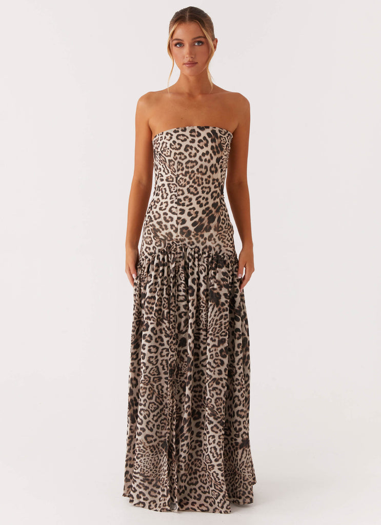 Eden Strapless Maxi Dress - Leopard