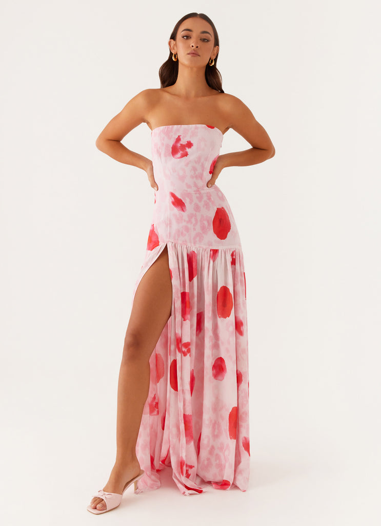 Eden Strapless Maxi Dress - Rose Leopard