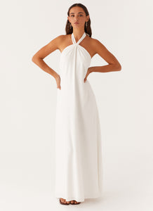 Golden Child Linen Maxi Dress - White