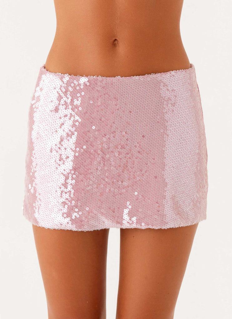 Made For You Low Rise Sequin Mini Skirt - Pink