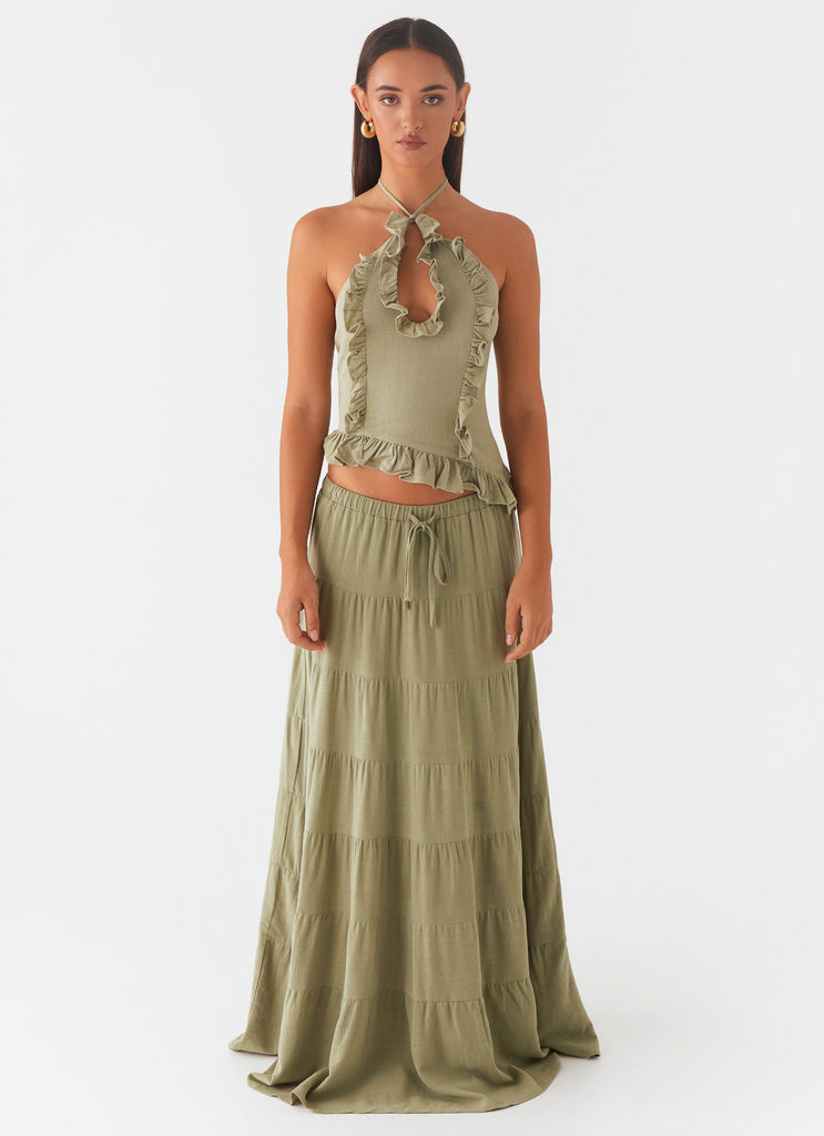 Mariella Linen Maxi Skirt - Sage