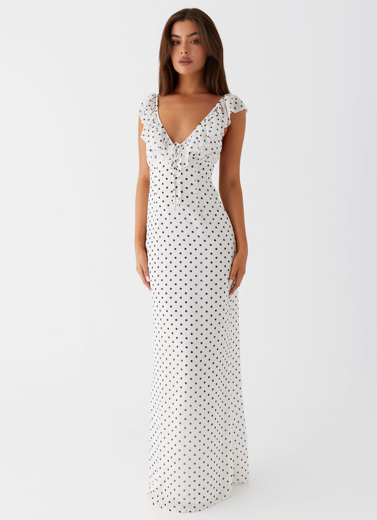 Womens Silvie Maxi Dress in the colour White in front of a light grey background