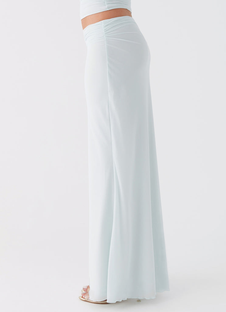 Womens Rayne Maxi Skirt in the colour Sage in front of a light grey background