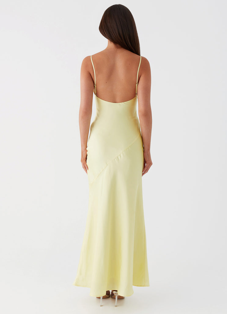 Womens Garden Of Eden Maxi Dress in the colour Yellow in front of a light grey background