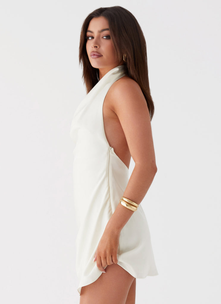 Womens Sonelle Mini Dress in the colour Ivory in front of a light grey background