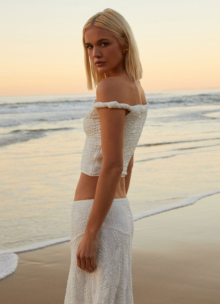 Womens Diamond Sky Top in the colour White in front of a light grey background